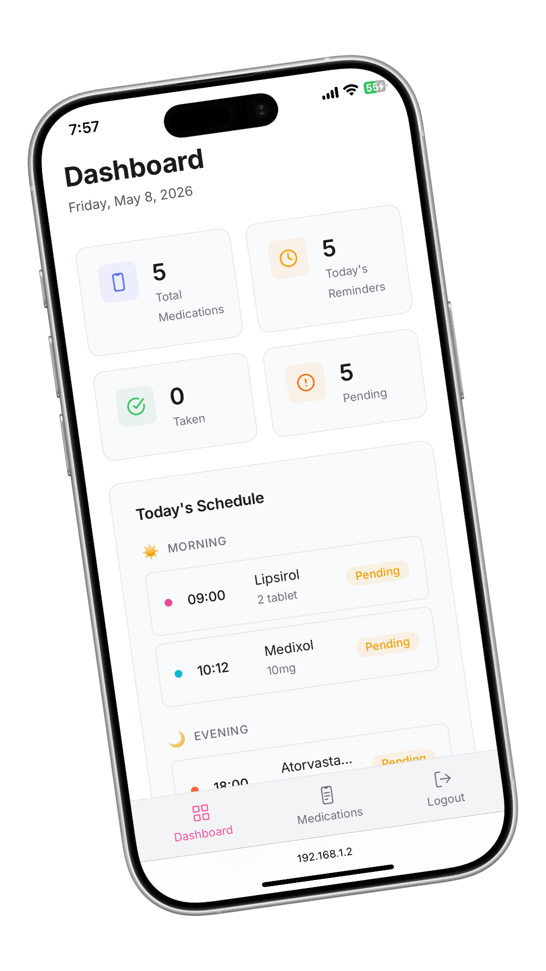 MedyPing Dashboard on Mobile